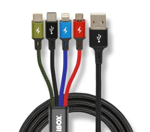 iBOX KABEL USB 4W1 2XUSB-C, MICROUSB, LIGHTNING