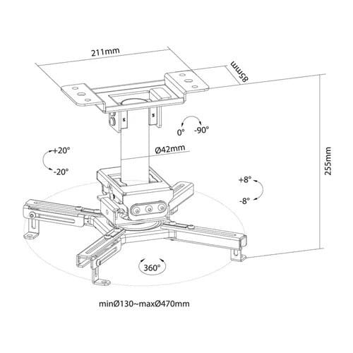 Neomounts Uchwyt do projektora sufitowy CL25-530BL1