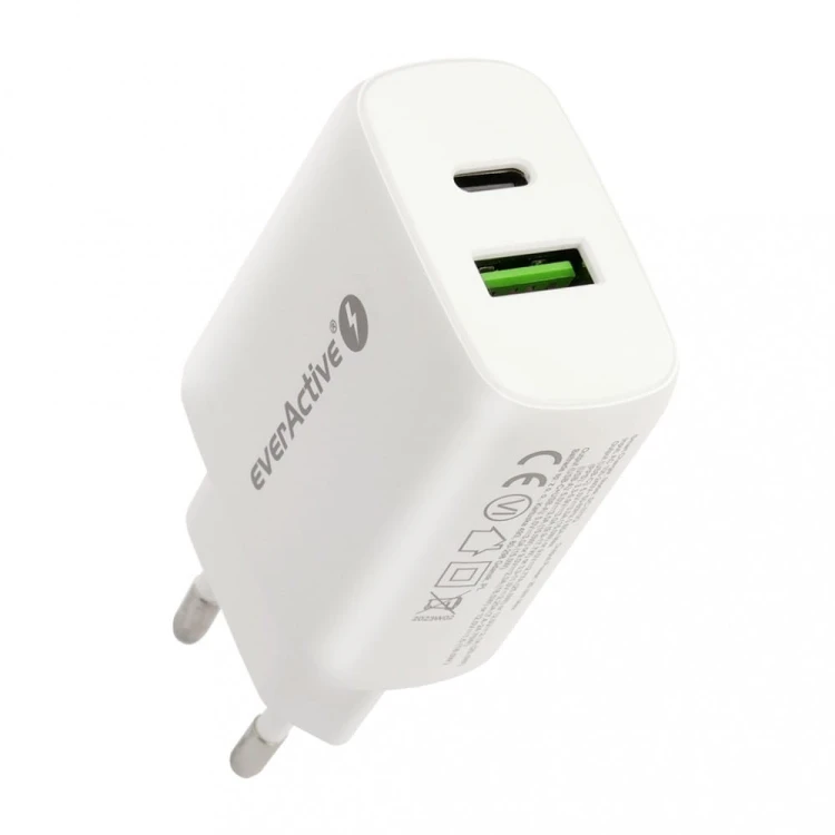 everActive Ładowarka USB/USB-C QC3.0 25W Biała
