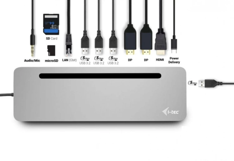 i-tec Stacja dokująca USB-C Metal Ergonomic 4K 3x Display Docking Station PD 100W + i-tec Universal Charger 100W (bundle)