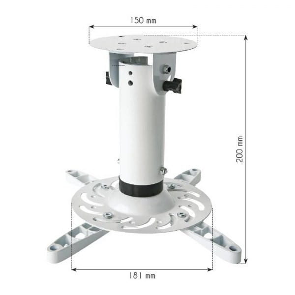 Techly Ramię do projektora 20 cm, sufitowe, 15kg białe