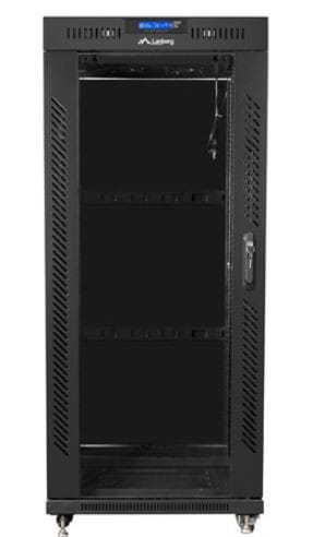 Lanberg Szafa instalacyjna RACK stojąca 19 cali 37u 800x1000 czarna drzwi szklane LCD (flat pack)