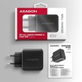 AXAGON ACU-PQ45 Ładowarka sieciowa 2-port  QC3.0,4.0/AFC/FCP/PPS/Apple  + PD type-C, 45W, Czarna