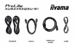 IIYAMA Monitor 23.8 cala ProLite XUB2492QSU-B1 IPS,QHD,USB-C,100Hz,3xUSB(3.2),HDMI,DP  300cd/m2,FreeSync,2x2W,HAS(150mm),PIVOT