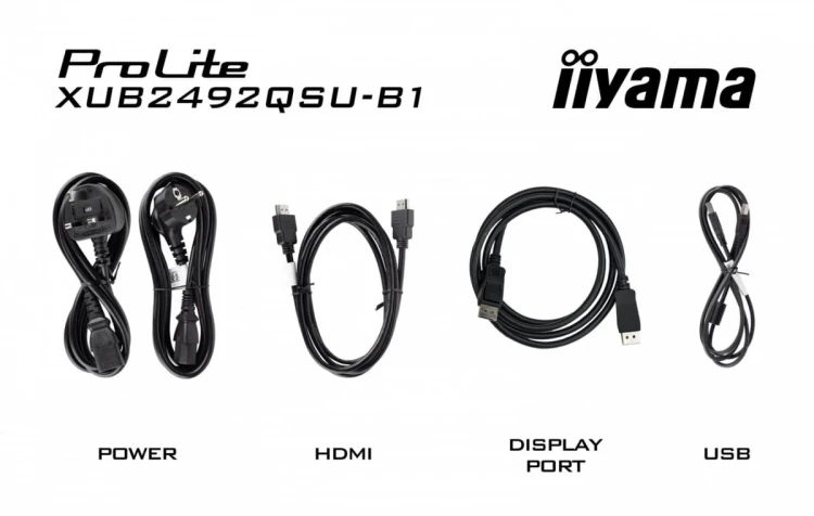 IIYAMA Monitor 23.8 cala ProLite XUB2492QSU-B1 IPS,QHD,USB-C,100Hz,3xUSB(3.2),HDMI,DP  300cd/m2,FreeSync,2x2W,HAS(150mm),PIVOT
