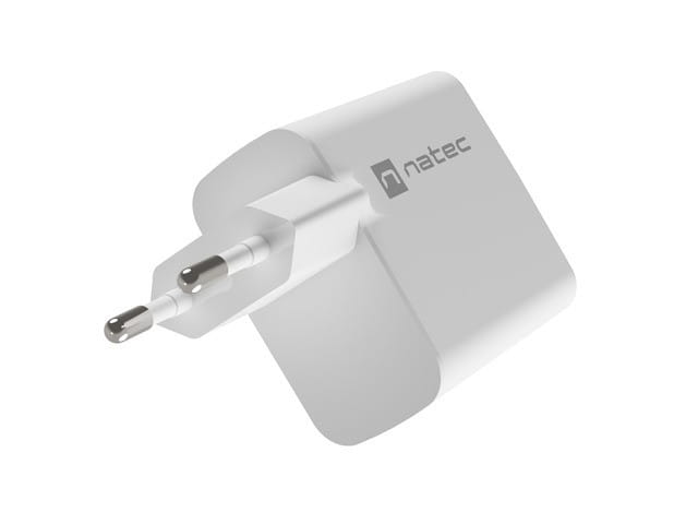 Natec Ładowarka sieciowa RIBERA GAN 1X USB-A + 1X USB-C 65W Biała