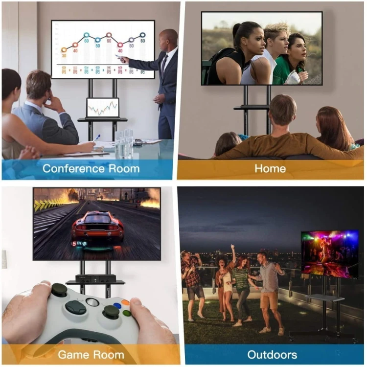 Techly Stojak mobilny do TV 37-70cali, 50kg, 2 półki