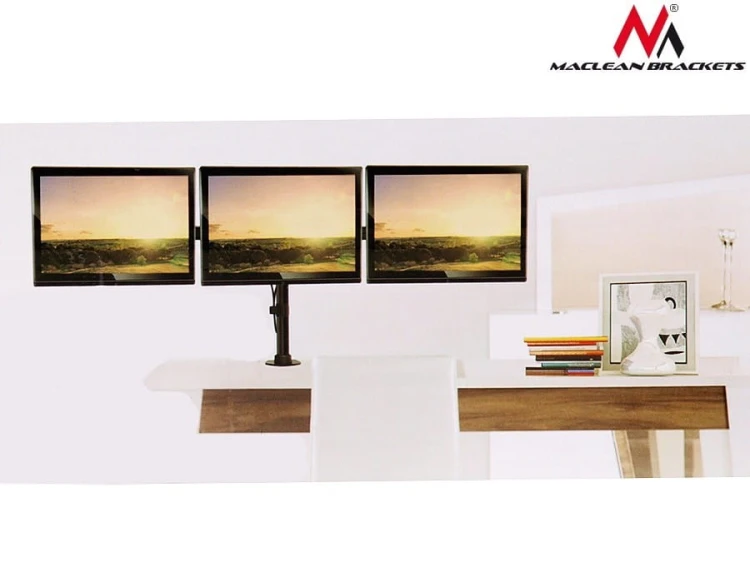 Maclean Uchwyt biurkowy na 3 monitory LCD podwójne ramiona MC-691 13"-27" 8kg