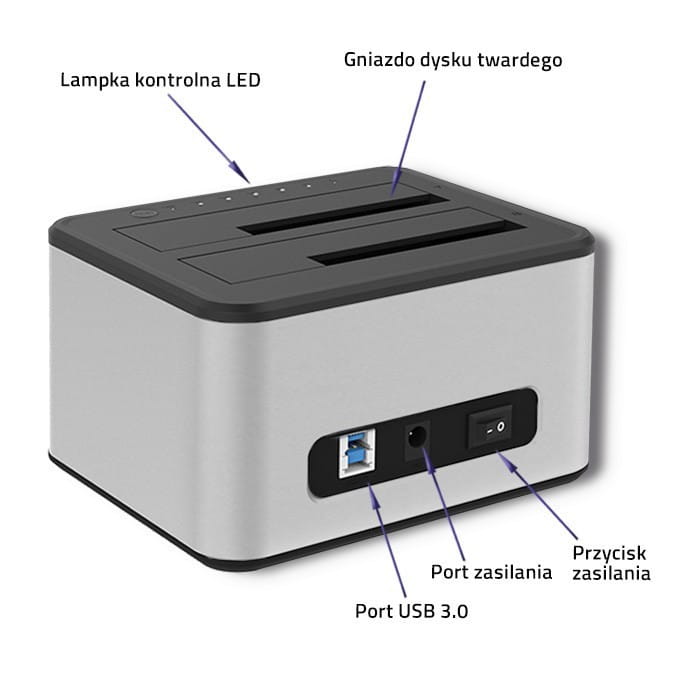Qoltec Stacja dokująca dysków 2xHDD/SSD | 2.5"/3.5" SATA | USB 3.0 |    Klonowanie
