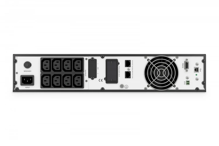 Digitus Zasilacz awaryjny UPS Online Rack 19" LCD, 1000VA/1000W, 2x12V/9Ah, 8xC13, USB, RS232, RJ45