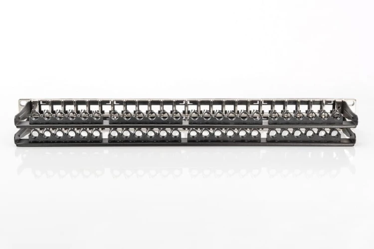 Digitus Modułowy panel krosowy (patch panel) o dużej gęstości połączeń, 19" 48x keystone, ekranowany, 1U, Czarny