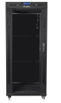 Lanberg Szafa instalacyjna rack stojąca 19 cali  27u 800x1000 czarna drzwi szklane LCD (flat pack)