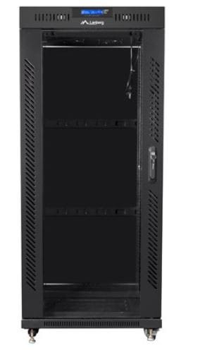 Lanberg Szafa instalacyjna rack stojąca 19 cali  27u 800x1000 czarna drzwi szklane LCD (flat pack)