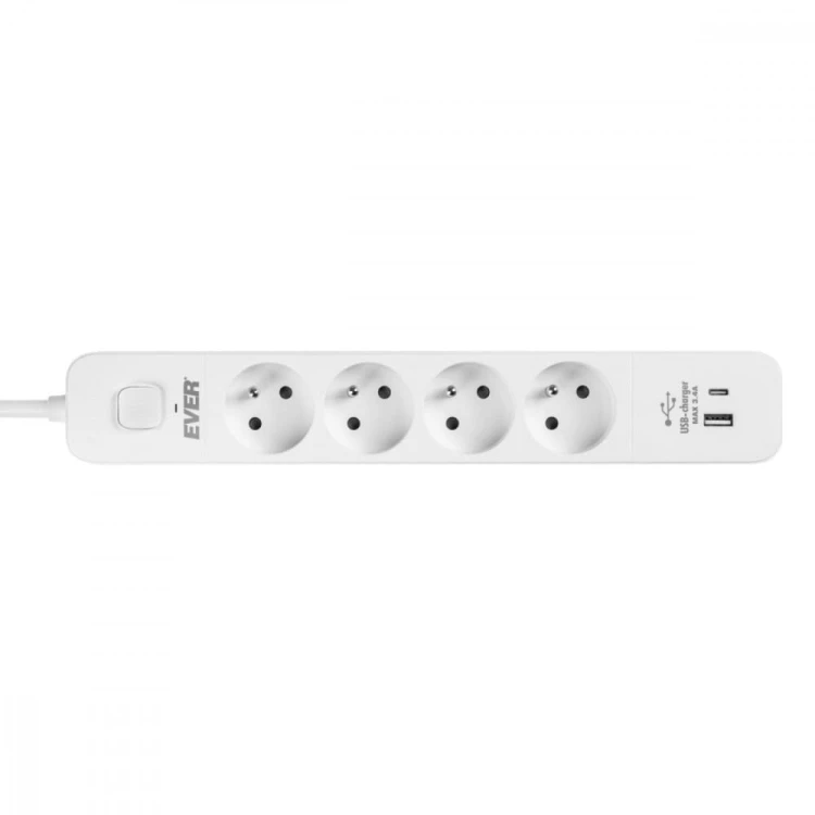 EVER Listwa antyprzepięciowa PROTECT 4PL 1A1C USB T/LZ12-PRO015/1000