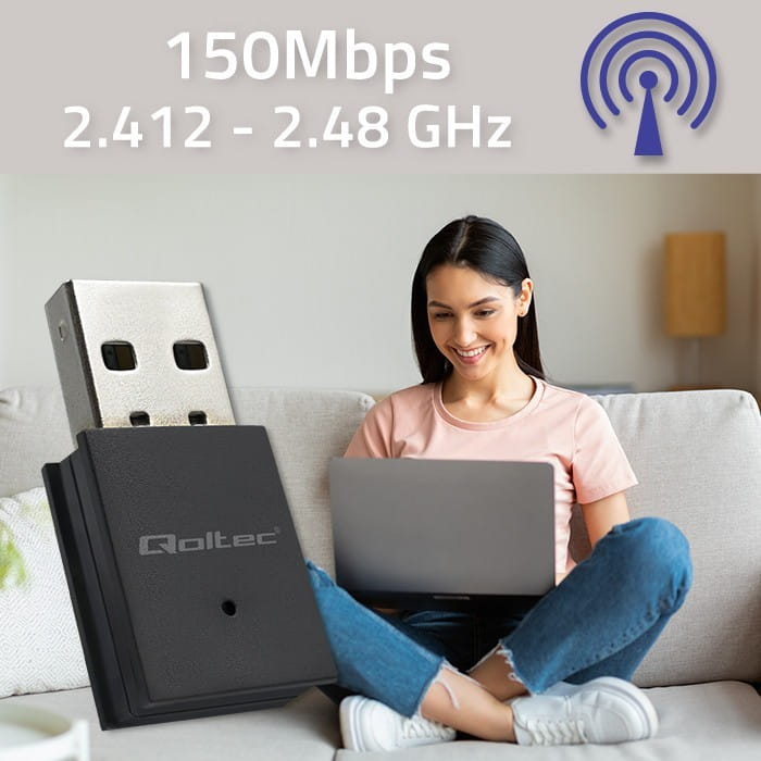 Qoltec Bezprzewodowy mini adapter Wi-Fi | BT 4.0 USB | standard N