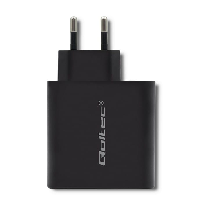 Qoltec Ładowarka sieciowa | 63W | 5-20V | 1.5-3A | USB typ C PD |       USB QC 3.0 | Czarna