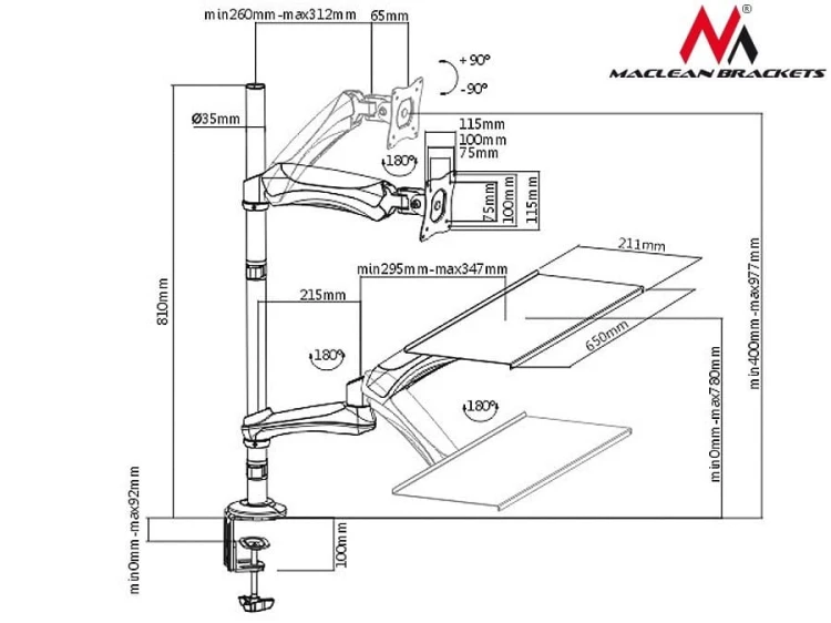 Maclean Uchwyt do monitora oraz klawiatury MC-681