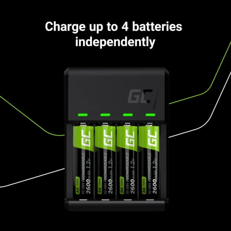 Green Cell Ładowarka VitalCharger + 4x akumulatory AA 2000mAh