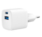 Gembird Mini-ładowarka USB-A USB-C 20W PD QC3.0 biała