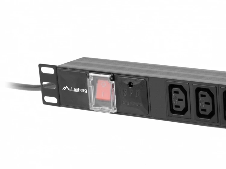 Lanberg Listwa zasilająca Rack PDU 19 cali  1U 10A 10X IEC C13 2m C14 czarna