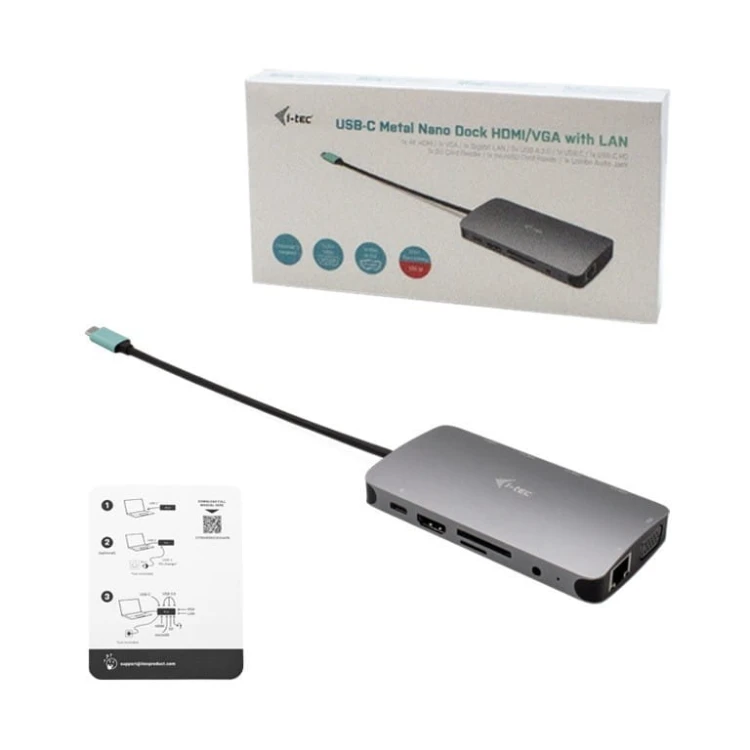 i-tec Stacja dokująca USB-C Metal Nano Dock HDMI/VGA with LAN + Universal Charger 100W