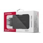 AXAGON Ładowarka sieciowa ACU-DPQ100  GaN 100W, 3x port (USB-A + dual USB-C) PD3.0/QC4+/PPS/Apple Czarna