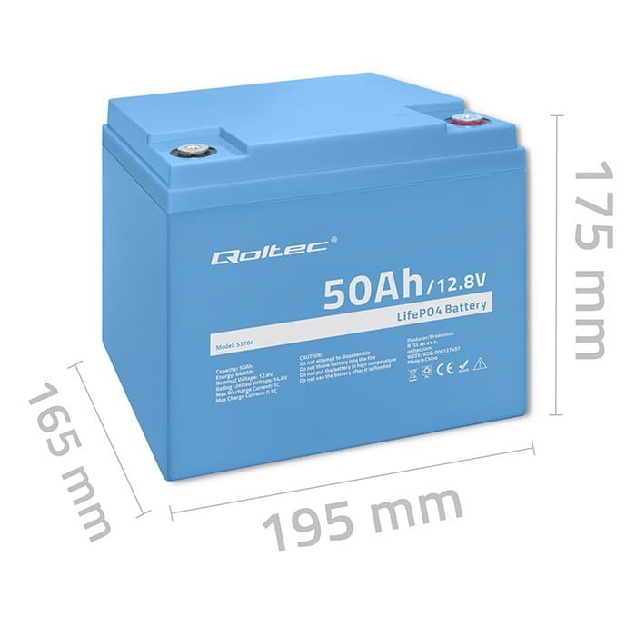 Qoltec Akumulator LiFePO4 Litowo-Żelazowo-Fosforanowy | 12.8V | 50Ah |  640Wh | BMS