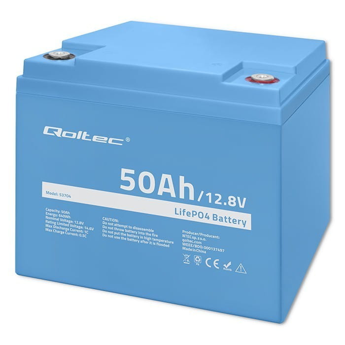 Qoltec Akumulator LiFePO4 Litowo-Żelazowo-Fosforanowy | 12.8V | 50Ah |  640Wh | BMS