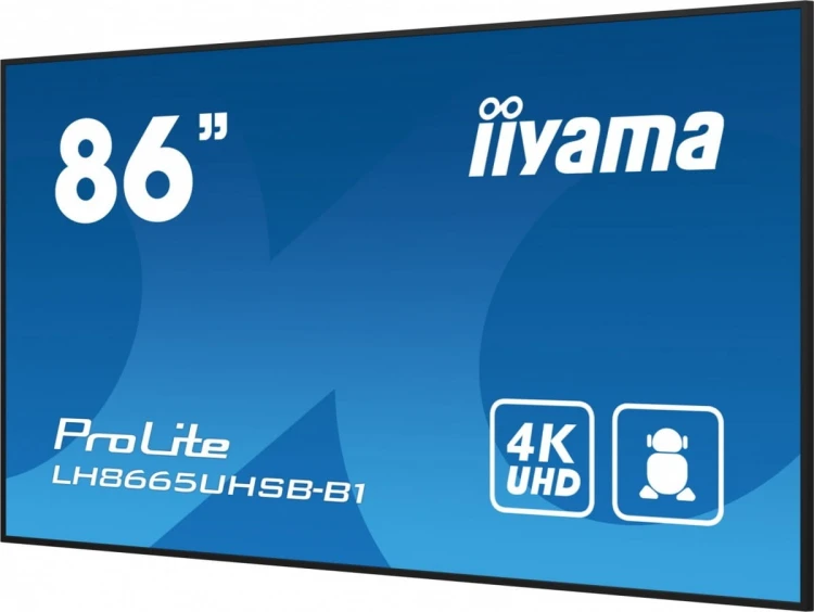 IIYAMA Monitor 86 cali LH8665UHSB-B1, 24/7, IPS, ANDROID 11, 4K, 800cd, iiSignage2, SDM, 2x HDMI, DP, 2x USB,2x 10W, RJ45, WiFi, 4/32GB, PION/POZIOM,