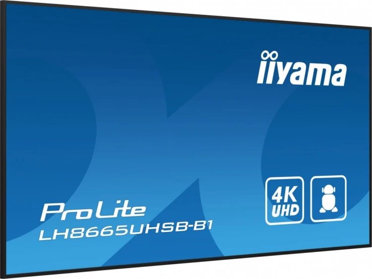IIYAMA Monitor 86 cali LH8665UHSB-B1, 24/7, IPS, ANDROID 11, 4K, 800cd, iiSignage2, SDM, 2x HDMI, DP, 2x USB,2x 10W, RJ45, WiFi, 4/32GB, PION/POZIOM,