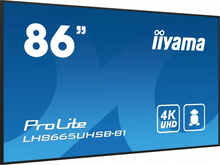 IIYAMA Monitor 86 cali LH8665UHSB-B1, 24/7, IPS, ANDROID 11, 4K, 800cd, iiSignage2, SDM, 2x HDMI, DP, 2x USB,2x 10W, RJ45, WiFi, 4/32GB, PION/POZIOM,