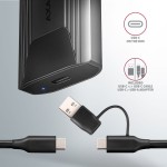 AXAGON EEM2-GTS2 Obudowa zewnętrzna aluminiowa bezśrubowa USB-C 3.2 Gen 2 M.2 NVMe & SATA SSD + USB-A - USB-C redukcja