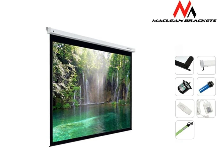 Maclean Ekran projekcyjny elektryczny MC-562 167 cali 1:1 300x300cm Sterowanie ścienne z pilota