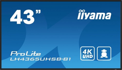 IIYAMA Monitor 43 cale LH4365UHSB-B1 24/7, IPS, ANDROID 11, 4K, 800cd, iiSignage2, SDM, 2x HDMI, DP, 2x USB,2x 10W, RJ45, WiFi, 4/32GB, PION/POZIOM, 4