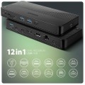 AXAGON HMC-U4 Wieloportowy hub USB 12in1, USB 4.0 40Gbps, 3x USB-A, 2x USB-C, GLAN, HDMI 8K, DP 8K, PD 100W, HQ audio 24bit, UHS II SD/microSD, 80cm U
