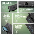 AXAGON HMC-U4 Wieloportowy hub USB 12in1, USB 4.0 40Gbps, 3x USB-A, 2x USB-C, GLAN, HDMI 8K, DP 8K, PD 100W, HQ audio 24bit, UHS II SD/microSD, 80cm U
