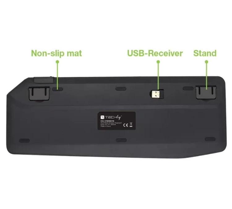 Techly Klawiatura bezprzewodowa BT/RF 2.4GHz touchpad LED