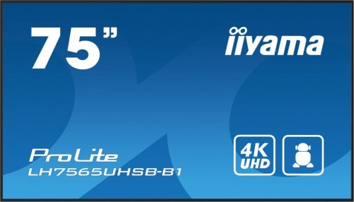 IIYAMA Monitor 75 cali LH7565UHSB-B1, 24/7, IPS, ANDROID 11, 4K, 800cd, iiSignage2, SDM, 2x HDMI, DP, 2x USB,2x 10W, RJ45, WiFi, 4/32GB, PION/POZIOM,