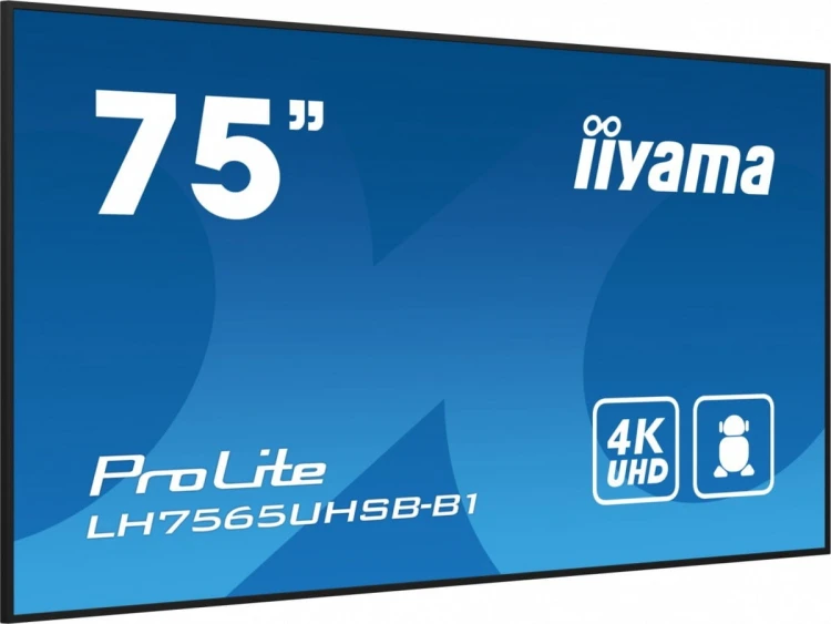 IIYAMA Monitor 75 cali LH7565UHSB-B1, 24/7, IPS, ANDROID 11, 4K, 800cd, iiSignage2, SDM, 2x HDMI, DP, 2x USB,2x 10W, RJ45, WiFi, 4/32GB, PION/POZIOM,