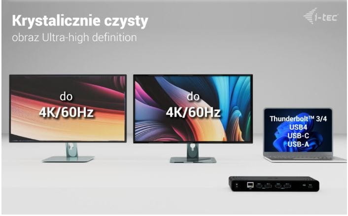 i-tec Stacja dokująca Universal Dual 4K Display Power Delivery 85W + i-tec USB-C Charger 100W