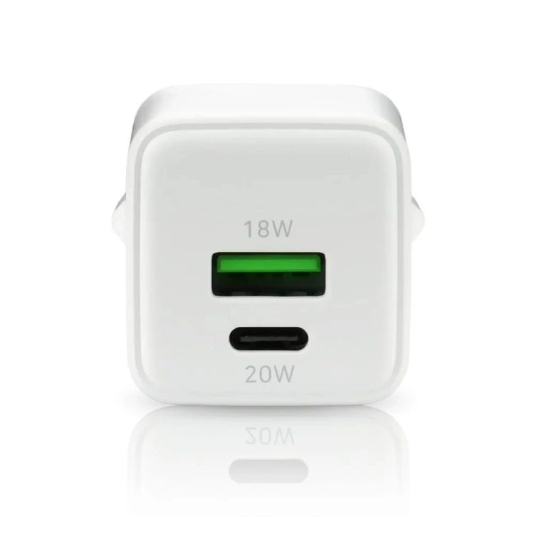 everActive Ładowarka sieciowa GaN 1X USB, 1X USB-C 20W QC3.0 Biała