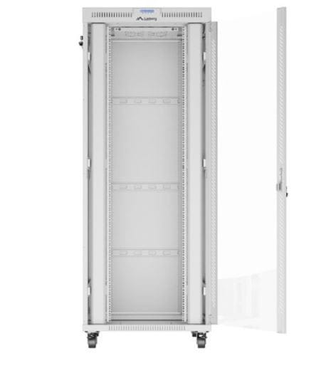 Lanberg Szafa stojąca rack 19'' 42U 800x1000 szara drzwi szkalne flat pack