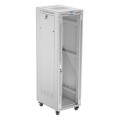 Lanberg Szafa stojąca rack 19 cali 42U 600x800 szara drzwi szklane flack pack