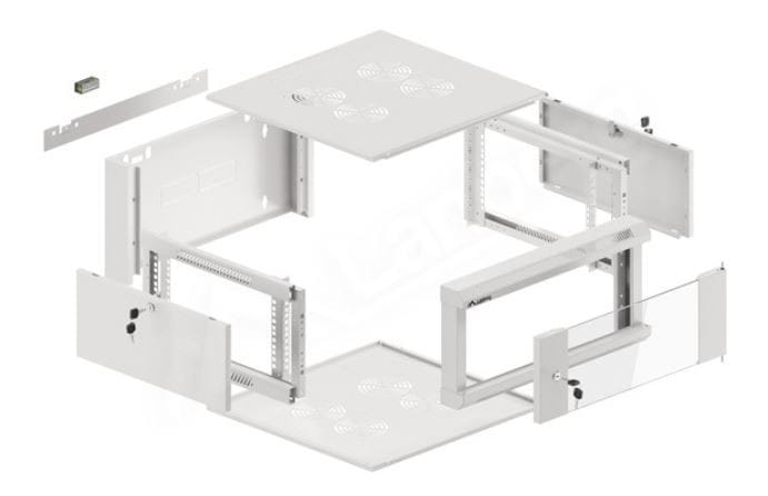 Lanberg Szafa instalacyjna rack wisząca 19 cali 4U 600 szara drzwi szkalne (złożona)