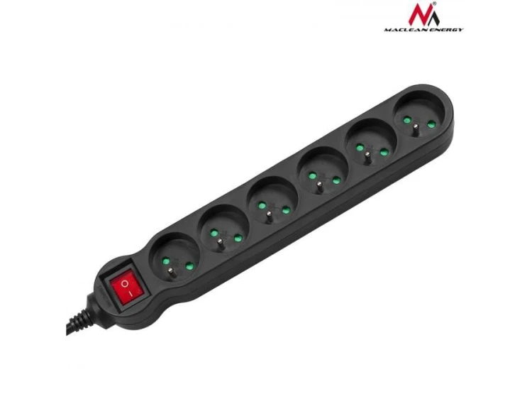 Maclean Listwa zasilająca 6g 5m MCE188 2300W czarna