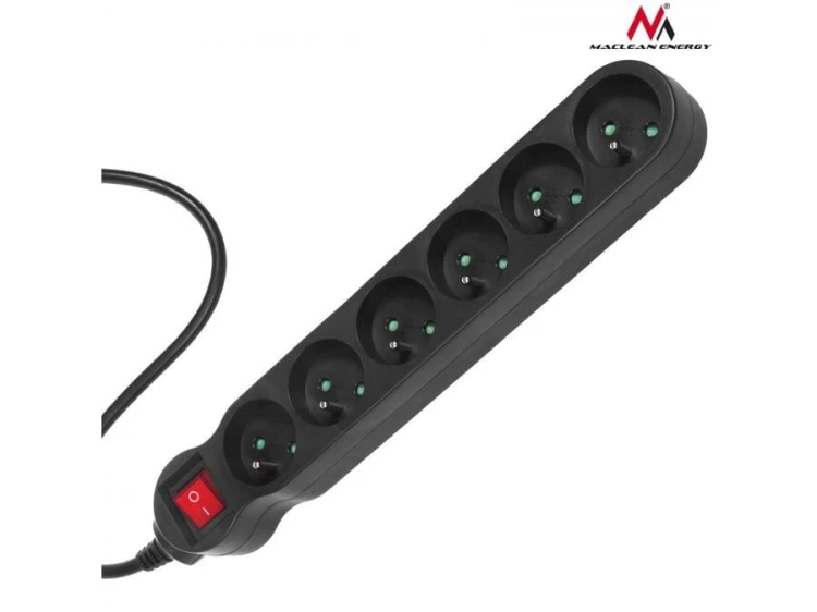 Maclean Listwa zasilająca 6g 5m MCE188 2300W czarna