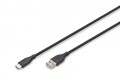 Digitus Kabel połączeniowy silikonowy USB-A - USB-C, USB 2.0 60W, 1m Czarny