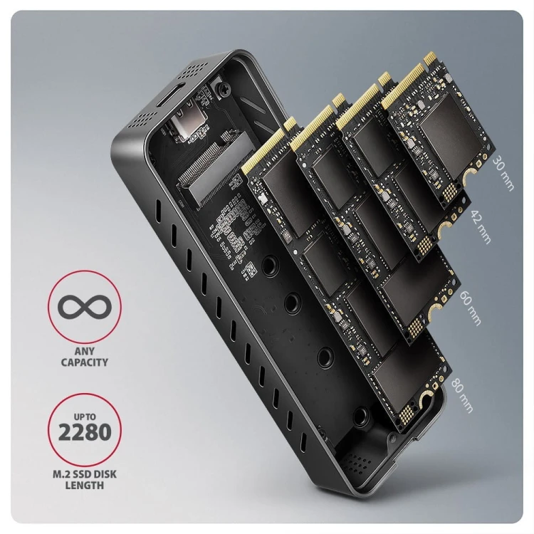 AXAGON EEM2-20G Obudowa zewnętrzna aluminiowa USB-C 3.2 Gen 2 M.2 NVMe SSD 20Gbps