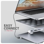 AXAGON HMC-STND Stojak z wieloportowy hub Aluminiowy 7in1, 5Gbps, do 10"-16" cali laptopów, nastawny, 3x USB-A, HDMI 4K/60Hz, GLAN, PD 100W, 60cm USB-