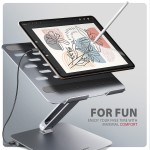 AXAGON HMC-STND Stojak z wieloportowy hub Aluminiowy 7in1, 5Gbps, do 10"-16" cali laptopów, nastawny, 3x USB-A, HDMI 4K/60Hz, GLAN, PD 100W, 60cm USB-